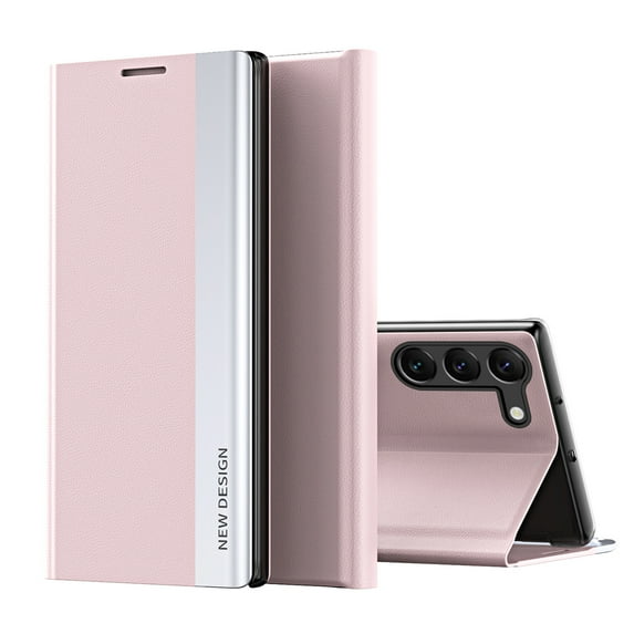 Phone Cover Compatible with Samsung Galaxy A25 5G Magnetic Plating Leather Flip Case + PC Smart Full Body Protective Shell Stand Holder Cover Compatible with Samsung Galaxy A25 5G,Pink