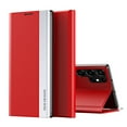 thumbnail image 1 of Phone Cover Compatible with Samsung Galaxy S23 Ultra Magnetic Plating Leather Flip Case + PC Smart Full Body Protective Shell Stand Holder Cover Compatible with Samsung Galaxy S23 Ultra,Red, 1 of 9