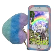 Phone Cover Silicone with Push Bubble Pop Fidget Case Compatible with iPhone 6/6S/7/8/SE 2020 4.7" with Plush Toy Heart