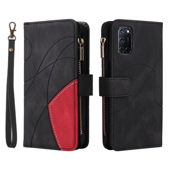 Phone Cover for Oppo A52 4G, Shockproof Purse 2 Color Assorted 9 Card Slots with Zipper Storage Handbag Case for Oppo A52 4G
