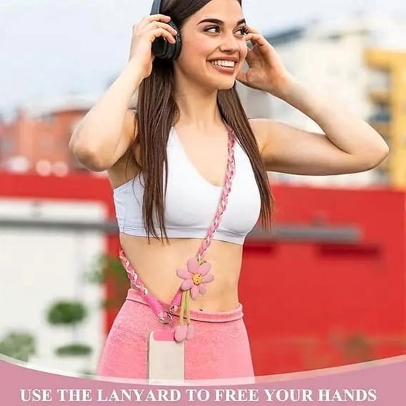 Phone Crossbody Lanyard with Floral Strap, Adjustable Hanging Rope for Women, Hands Free Phone Holder for Travel and Everyday Use