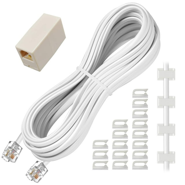Phone Extension Cord 25 Ft, Telephone Cable with Standard RJ11 Plug and