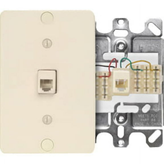 Leviton 40253-A Almond Quick-Connect Telephone JacK Wall Plate