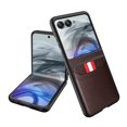 thumbnail image 1 of Phone Flip Case for Motorola Razr 60 / Motorola Razr 2025 Case with Card Slot, Built-in Tempered Glass Screen Protector Premium PU Leather Slim Case Hard PC Bumper Protective Case, Brown, 1 of 9
