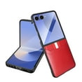 thumbnail image 1 of Phone Flip Case for Samsung Galaxy Z Flip 7 Case with Card Slot, Built-in Tempered Glass Screen Protector Premium PU Leather Slim Case Hard PC Bumper Protective Case, Red, 1 of 10