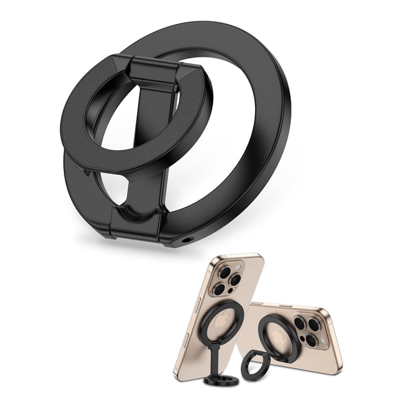 Phone Grip Holder Dual-Sided Magnetic Finger Ring Adjustable Kickstand Loop for iPhone 17/16 Pro Max/15 Plus/14 Pro/13 Mini/12, Samsung, Magnet Phone Stand Grip Compatible with Mag Car Mounts