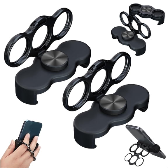 Phone Grip Holder with Dual Ring, Magnetic Foldable Finger Kickstand for Car and Desk