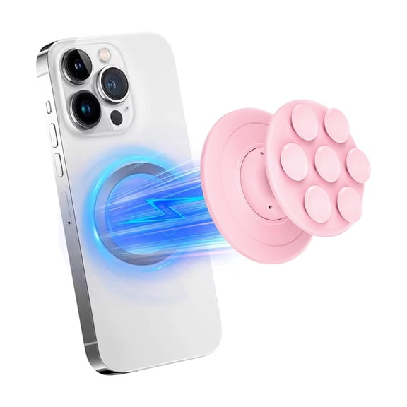 Phone Grip with with Expandable Kickstand,Suction Cup Cell Phone Holder for iPhones 17/16/15/14/13/12/11/10/9/8,Pink