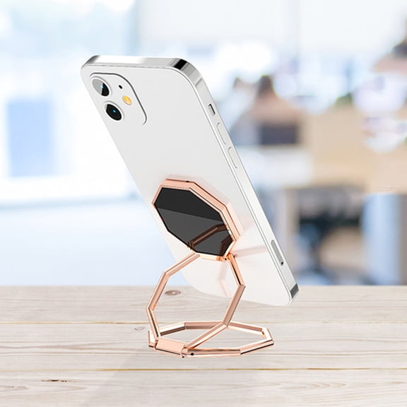 Phone Holder Adjustable Zinc Alloy Foldable Tablet Phone Ring Stand for Car Navigation,Rose Golden