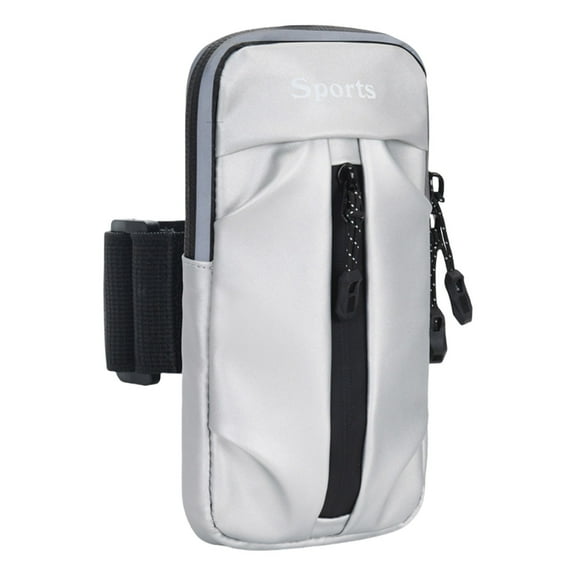 Taotanxi Phone Holder Arm Bands, Small Crossbody Shoulder Holsters Bag with Arm Band, Fits All Cell Phones, Use for Running, Walking, Hiking & Biking (Plus Size Silver)