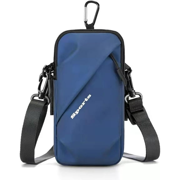 Phone Holder Armband, Small Crossbody Shoulder Holsters Bag with Arm Band, Fits iPhone and Android, Use for Running, Walking, Hiking & Biking (6.7 Inches, Blue)