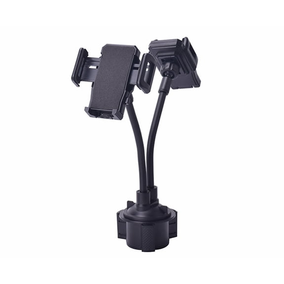 Phone Holder Car Mount Double Cup Stand 360 Rotation Height Adjustable Cradle with Support Shelf