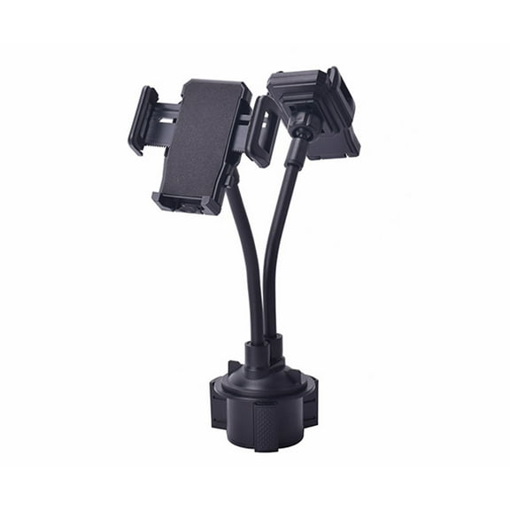 Phone Holder Car Mount Double Cup Stand 360 Rotation Height Adjustable Universal Cradle with Support Shelf Durable