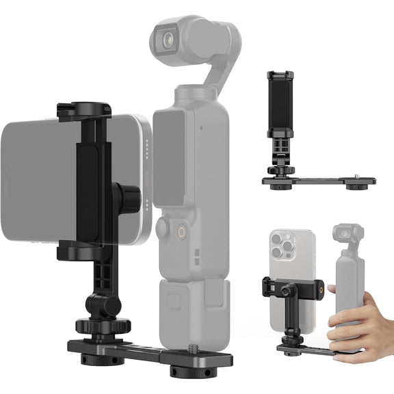 Phone Holder Mount Compatible with Osmo Pocket 4 & Pocket 3, Accessories Expansion Cell Phone Mount with 1/4" Threads for Tripod/Extension Rod, Cold Shoe for Mini Video Light, Mic, AC021