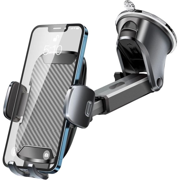 Phone Holder Mount for Car [Strong Suction] Hands-Free Universal Cell Mounts Dashboard/Windshield, 360 Rotation Extendable Mobile Smartphones