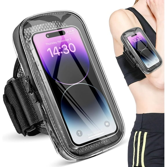 Phone Holder for Running, Armband iPhone 16 15 14 13 Pro Max 12 11 Plus X Android Up to 6.9'', Universal Arm Bands Bag with Key Card Pocket Exercise Walking Workout Fitness