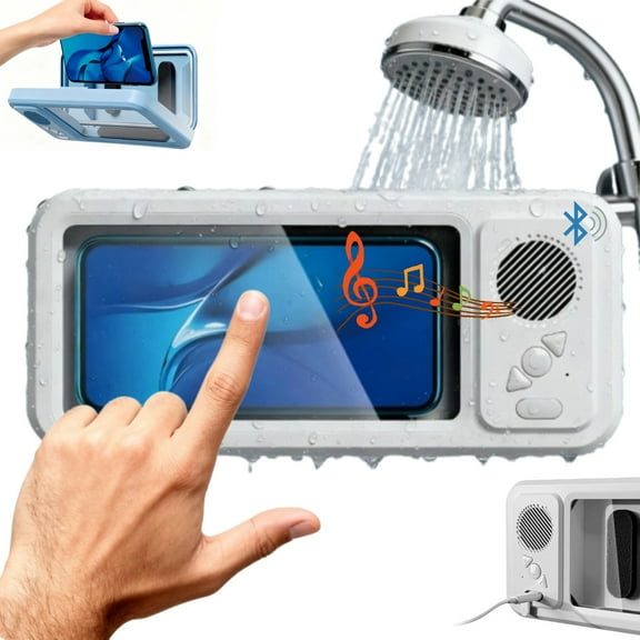 Phone Holder for Shower, Fog and Water Proof 480°Rotation Shower Phone Holder with Touchable Screen, Bluetooth 5.0, Phone Case for Bathrooms, Kitchens, Restaurants for All Types Cell Phones