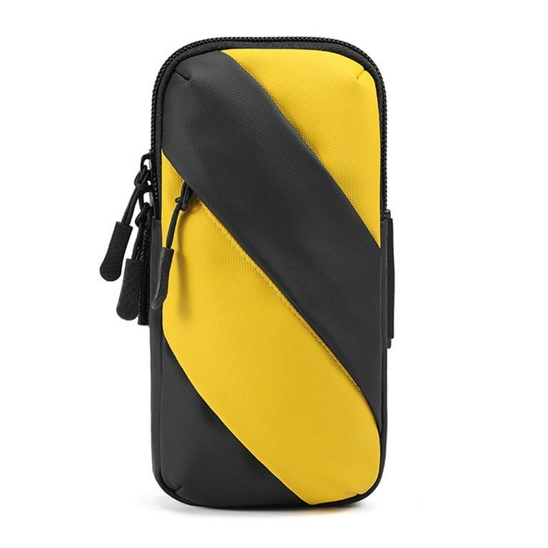 Phone Holder Small Crossbody Shoulder Holsters Bag with Arm Band Use for Running Walking Hiking Biking Black and yellow