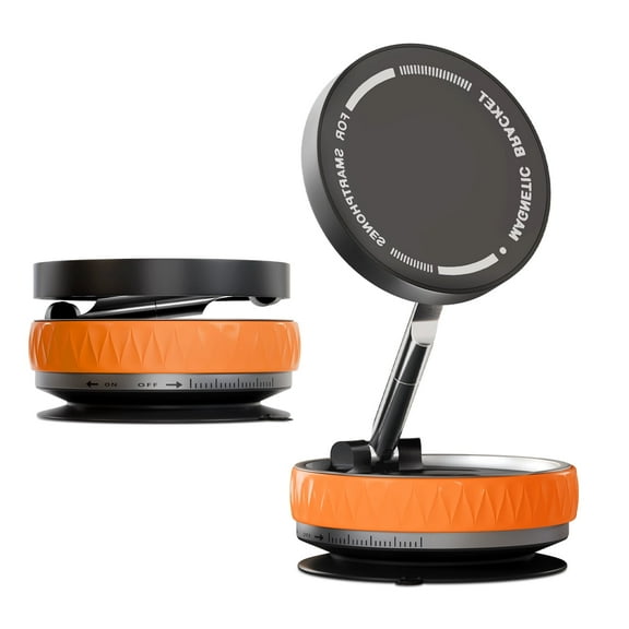 Phone Holder for Car, 360° Rotation Strong Magnet Phone Mount for Dashboard, Compatible with iPhone, Samsung Galaxy, Car Mount for Windshield,Orange