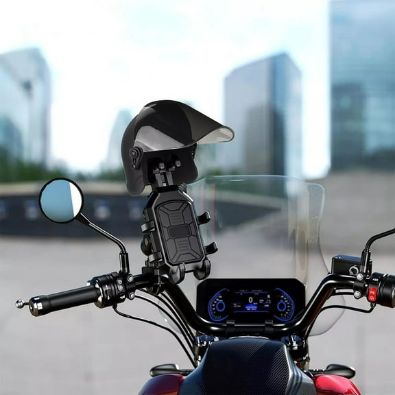 Phone Holder with Helmet-Looking Visor for Mini Parasol Sun Shade Optimized for Cycling and GPS Navigation Use