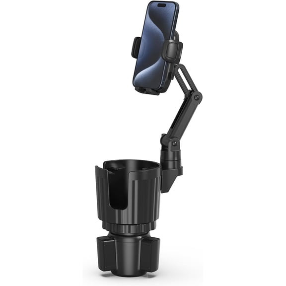 Phone Holders for Your Car, 2 in 1 Universal Cup Holder Expander Adjustable Base with Mount, Long Arm 360Rotation Phones Mount Car Compatible All Smartphones
