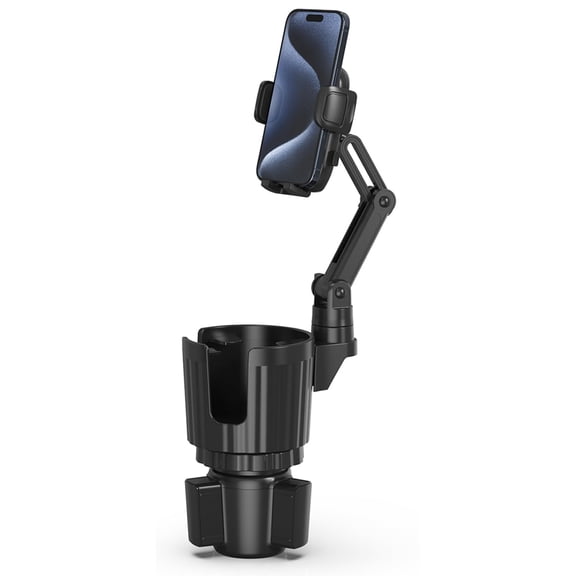 Phone Holders for Your Car, 2 in 1 Universal Cup Holder Expander Adjustable Base with Phone Mount, Long Arm with 360Rotation Cup Holder Phones Mount for Car Compatible with All Smartphones