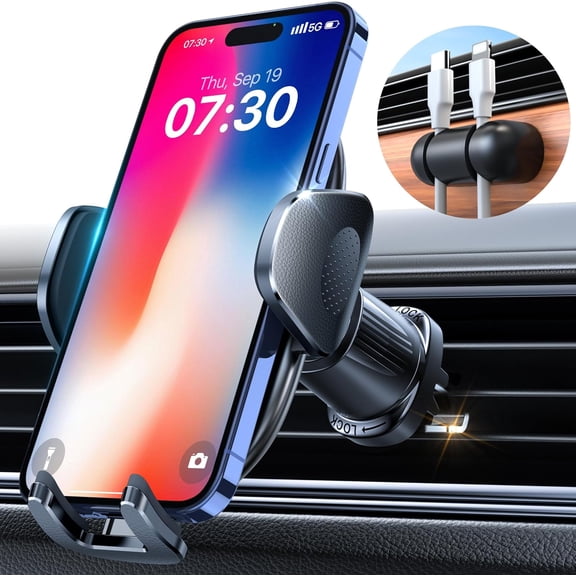 Phone Holders for Your Car [2026 Upgraded Military Metal Hook], Cellphone Holder Car[No Fear of Bumps] Vent Phone Mount Truck Compatible with iPhone17 16 15 14 13 12 Samsung Android, Black