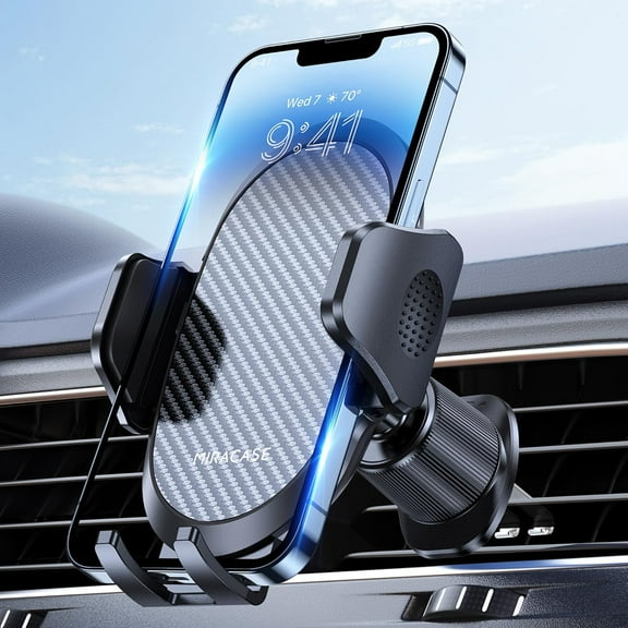 Phone Holders for Your Car with Metal Hook Clip, Air Vent Cell Phone Stand Car Mount, Universal Automobile Cradle Fit for iPhone Android and All Smartphones, Dark Black
