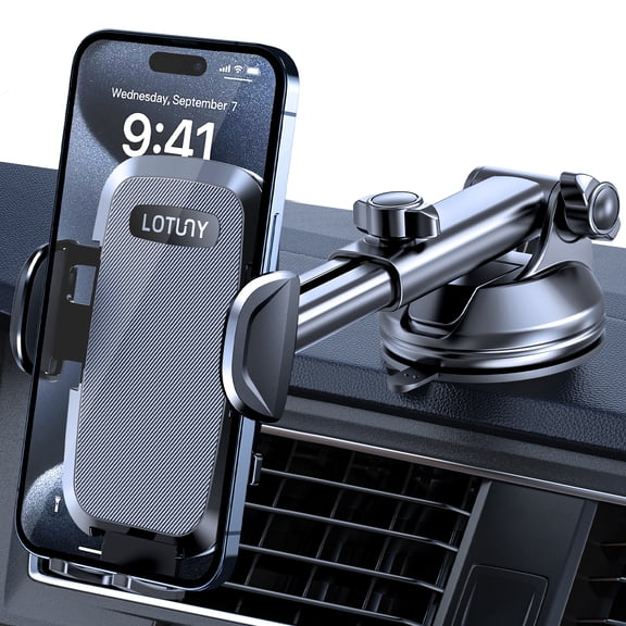 Phone Holders for Your Car, Upgraded Rotatable Base Phone Holder for Car Dashboard Windshield, Universal Cell Phone Holder Automobile Cradle for iPhone Samsung Google and All Smartphones