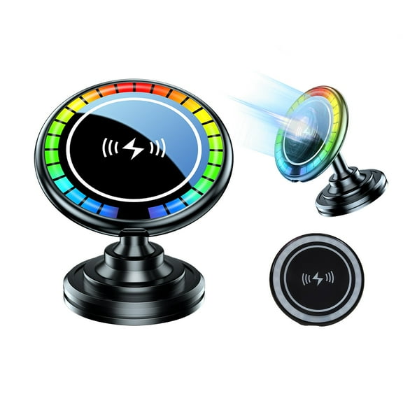 Phone Holders for Your Car Charger, Magnetic Wireless Car Mount Charger with Voice Control Music Spect-rum LED Car Charger