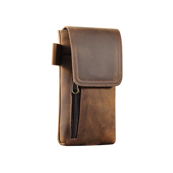 Phone Holster Case with Belt Clip Genuine Leather Belt Pouch Cell Phone Holder Fit, ID Card Holder - Brown Universal Case