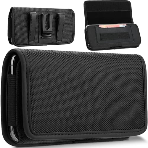 Phone Holster for Samsung Galaxy S25 FE 5G S24 Ultra S23 S22 S21 Note 20 A16 A15 A14 A13 A23 A35 A36 A54 iPhone 17 Pro Max 16 XR 15 Nylon Belt Holster with Clip Loops Phone Pouch Holder Case
