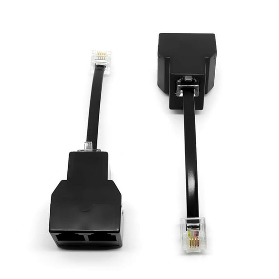 Phone Jack Splitter for Landline Telephone RJ11 6P4C 2 Way Adapter (2 Splitter + 2.5 Inch Cable)