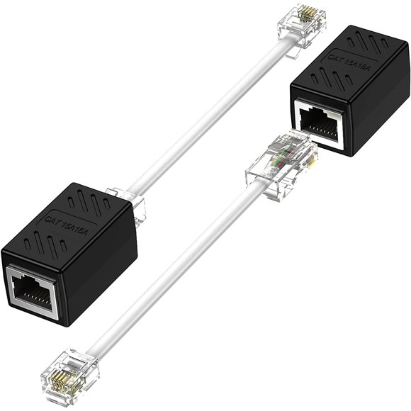 Phone Jack to Ethernet Cable Adapter, RJ45 8P8C Female to RJ11 6P4C Male for Landline Telephone Service (2 Pack)