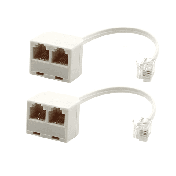Phone Jack to Ethernet Cable Adapter, RJ45 8P8C Female to RJ11 6P4C Male for Landline Telephone Service (2 Pack)