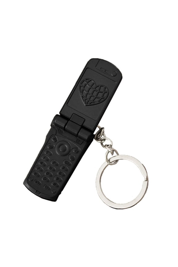 Mini Flip and Rotate Keychain Creative Phone Shaped Pendant Charm Keyring Y2K Style Bag Keys Hanging Ornament Decor