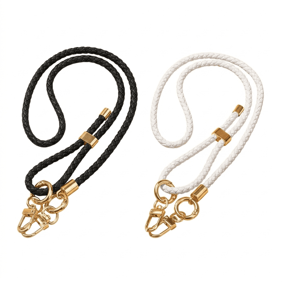 Phone Lanyard, 2 PCS Adjustable Braided Crossbody Strap Woven PU Leather Cell Phone Leash with Universal Patch, Detachable Hands Free String Sling for Women Men Outdoor Walking Traveling Hiking