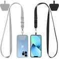 thumbnail image 1 of Phone Lanyard 2 Pack-2× Adjustable Neck Strap,2× Phone Patches,Universal Cell Phone Multifuctional Patch Lanyards Compatible with Most Smartphones(Black+Gray), 1 of 8