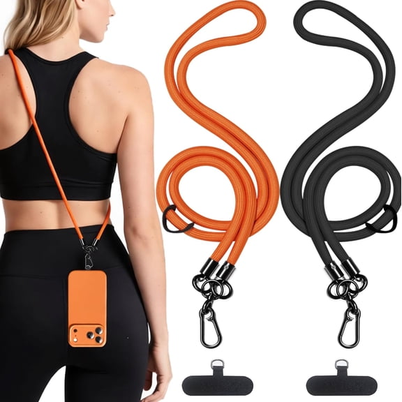 Phone Lanyard, 2 Pack Anti-Theft Cell Phone Neck Strap with Premium Metal Buckles & Tether Tabs, Universal Phone Strap for iPhone & Android, Hands-Free Travel Essential for Men & Women