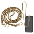 thumbnail image 1 of Phone Lanyard, 47 Inch Crossbody Cellphone Gold Chain with Tether Tabs, Anti-Theft Metal Pearl Neck Strap for Smartphones, Coffee, 1 of 7