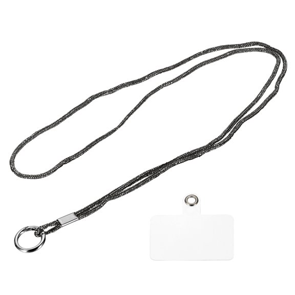 Phone Lanyard, 47" Rhinestone Crossbody Cellphone Neck Strap with Tether Tab, Anti Theft Phone Strap for Women Smartphone Case Accessories, Keys, Wallet, Black