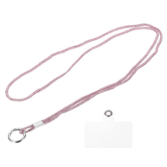 Phone Lanyard, 47" Rhinestone Crossbody Cellphone Neck Strap with Tether Tab, Anti Theft Phone Strap for Women Smartphone Case Accessories, Keys, Wallet, Pink