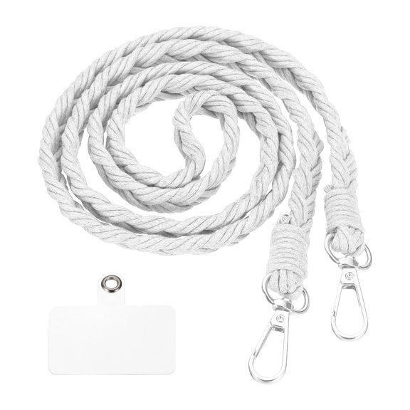 Phone Lanyard, 49" Braided Crossbody Cellphone Neck Strap with Tether Tab, Anti Theft Phone Strap for Women Smartphone Case Accessories, Keys, Wallet, White