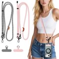 thumbnail image 1 of Phone Lanyard Crossbody, 2 Pack Adjustable Cell Phone Neck Strap 7mm with 2 Pcs Durable Tether Tabs, Tekcoo Anti Theft Universal Phone Lanyard for iPhone Android Smartphones ( Zebra Pattern, Pink), 1 of 12