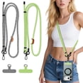 thumbnail image 1 of Phone Lanyard Crossbody, 2 Pack Adjustable Cell Phone Neck Strap 7mm with 2 Pcs Durable Tether Tabs, Tekcoo Anti Theft Universal Phone Lanyard for iPhone Android Smartphones ( Zebra Pattern, Green), 1 of 12