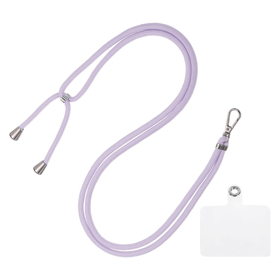 Phone Lanyard Crossbody Adjustable Neck Lanyard with Transparent Lanyard Patch for Smartphone Light Purple 1 Pcs