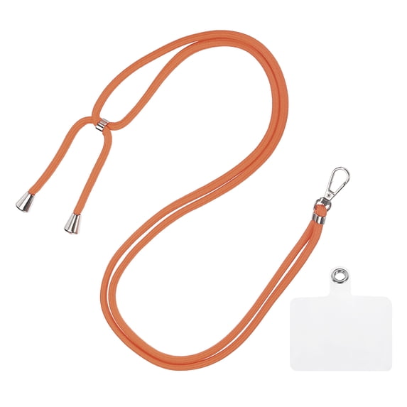 Phone Lanyard Crossbody Adjustable Neck Lanyard with Transparent Lanyard Patch for Smartphone Orange Red 1 Pcs