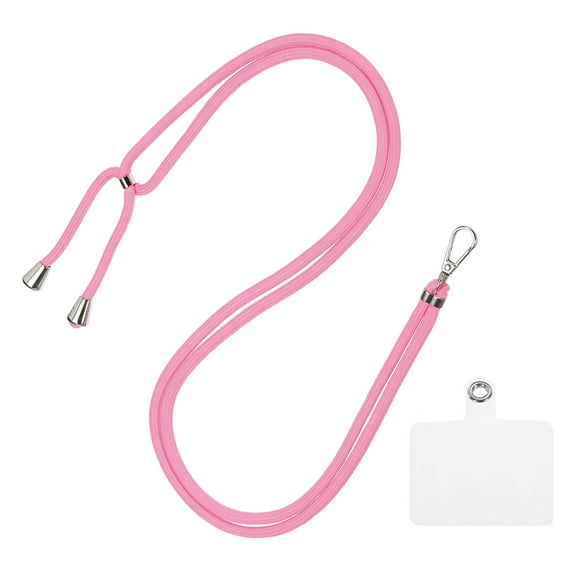 Phone Lanyard Crossbody Adjustable Neck Lanyard with Transparent Lanyard Patch for Smartphone Rose Red 1 Pcs