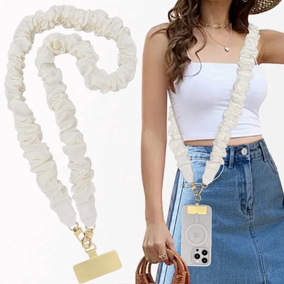 Phone Lanyard Crossbody,Cute Scrunchie Cell Phone Lanyard,Universal Phone Strap for Women with Metal Phone Tether Tab