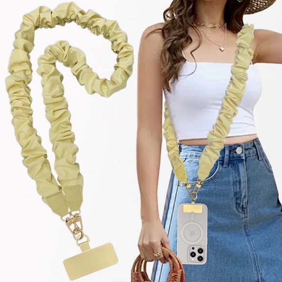Phone Lanyard Crossbody,Cute Scrunchie Cell Phone Lanyard,Universal Phone Strap for Women with Metal Phone Tether Tab
